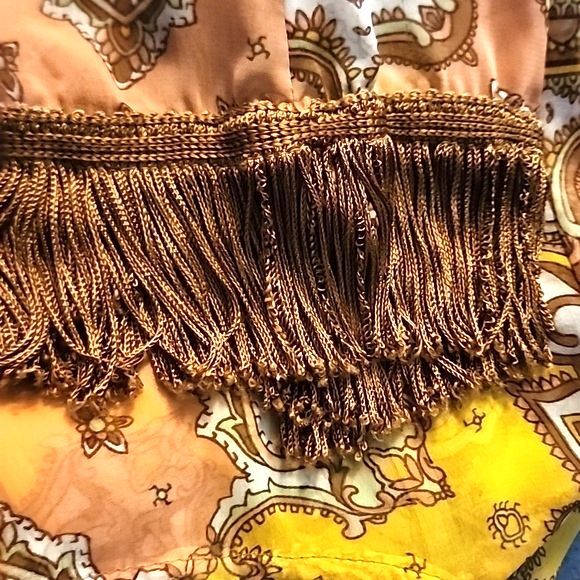 Ivy Jane Sheer Pink And Yellow Fringed Asymmetrical Boho Blouse Size S - Picture 7 of 7